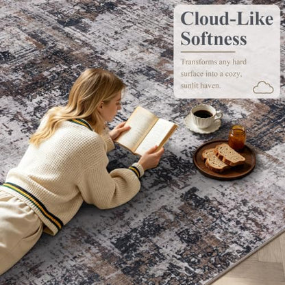 8x10 Washable Area Rug (Black & Brown / 8' x 10' (Rectangular))