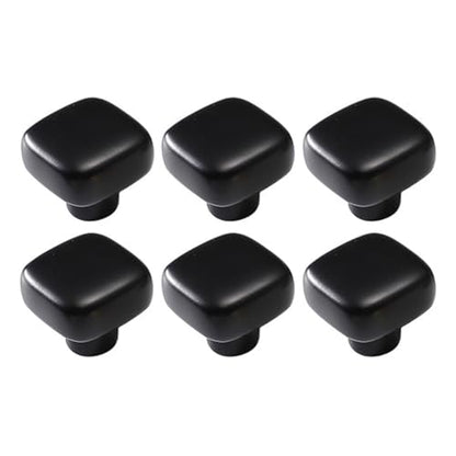6 Pack Gold Cabinet Knobs 1.18" Brushed Gold Drawer Knobs Zinc Alloy Single Hole Square Pulls for Dresser 30mm Round Cupboard Handles for Kitchen Wardrobe Bathroom Hardware