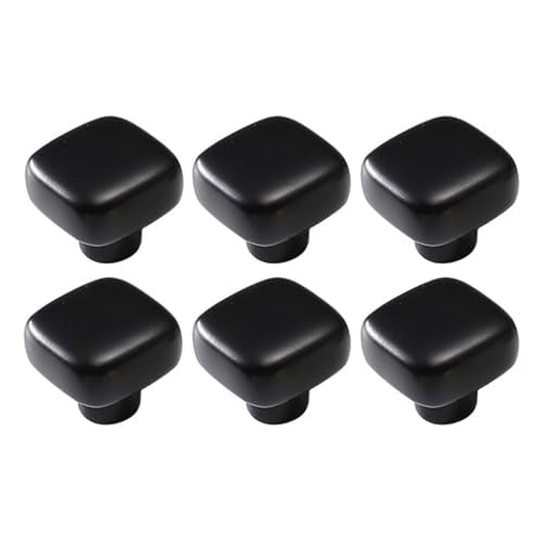 6 Pack Gold Cabinet Knobs 1.18" Brushed Gold Drawer Knobs Zinc Alloy Single Hole Square Pulls for Dresser 30mm Round Cupboard Handles for Kitchen Wardrobe Bathroom Hardware