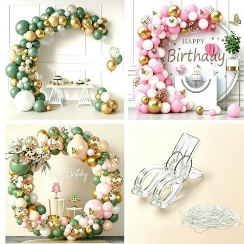 Large Balloon Arch Clips Plastic Transparent Backdrop Spring Clamps Heavy Duty Clip and 50 Pcs Clear Bands for Balloon Arch Kit Birthday Decoration Crafts Woodworking Photography Studios