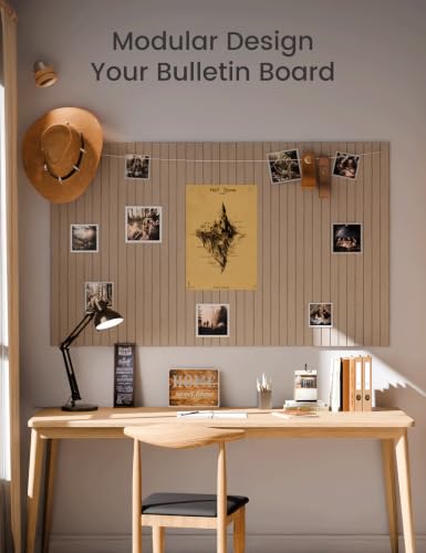 48" x 36" Large Felt Bulletin Board (Khaki / Fine-stripe 12-pack)