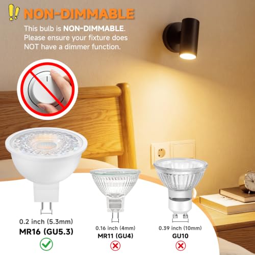 MR16 LED Bulbs 50W Halogen Equivalent (Warm White)