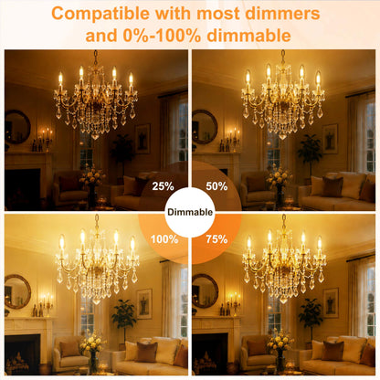 E12 Candelabra Bulb 40 Watt Dimmable Clear Chandelier Light Bulb (Clear-4w-6 Pack)