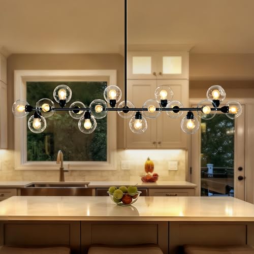 Large Linear Chandeliers for Dining Room Extra Long Linear Chandelier with Open Glass Lampshade Sputnik Goble Glass Chandelier