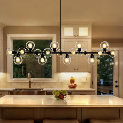 Large Linear Chandeliers for Dining Room Extra Long Linear Chandelier with Open Glass Lampshade Sputnik Goble Glass Chandelier