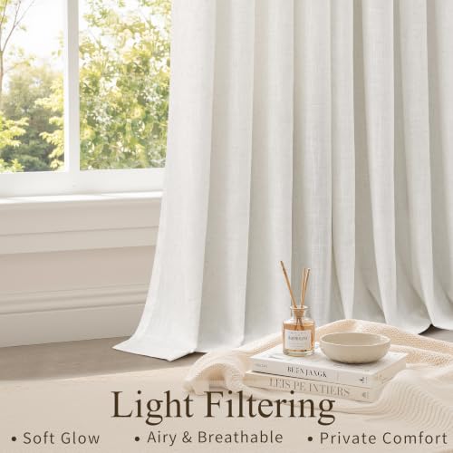 Natural Grommet Linen Curtains 64 Inches Long for Living Room (Natural / 52"W x 64"L (Pack of 2))