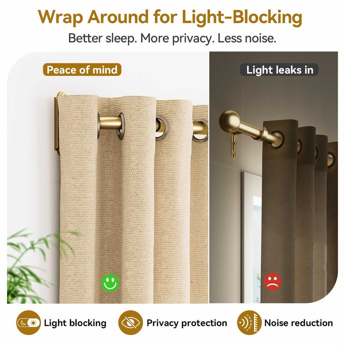 Gold Curtain Rod 2 Pack 32 (Gold / 32 to 58" - 2Pack)