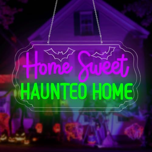 Home Sweet Haunted Home Halloween Neon Sign Haunted House Neon Led Sign (Home Sweet Haunted Home)