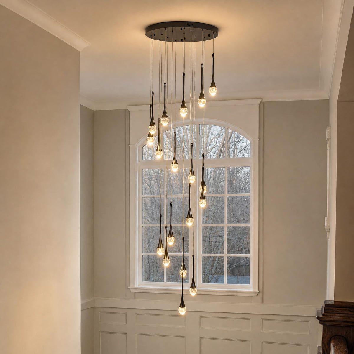 18 Lights Black Crystal Chandelier (Black / 18 Lights)
