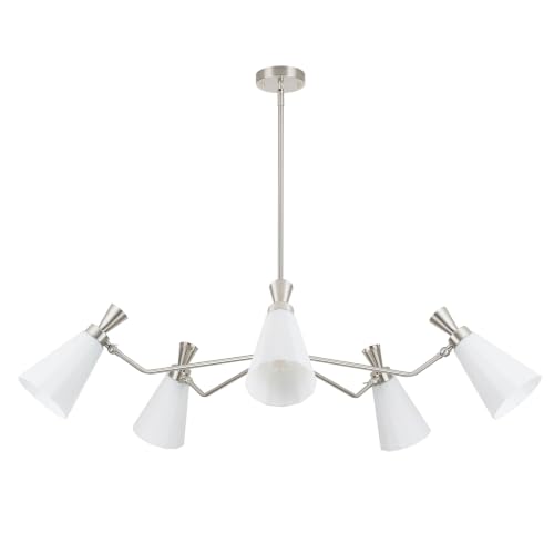 Chandelier Modern Farmhouse Dining Room Light Fixture with Milk Glass Shades
