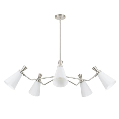 Chandelier Modern Farmhouse Dining Room Light Fixture with Milk Glass Shades