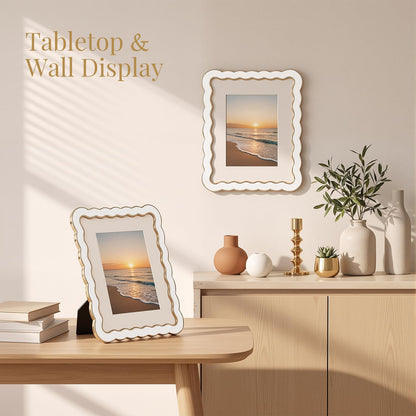 8x10 Scalloped Wavy Metal Picture Frame (Cloud Ivory / 8x10)