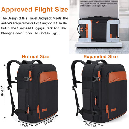 40L Expandable Travel Backpack (Black / 20 inches)