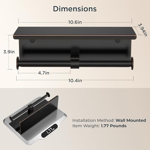 Toilet Paper Holder with Shelf (Oil Rubbed Bronze / Metal Shelf)