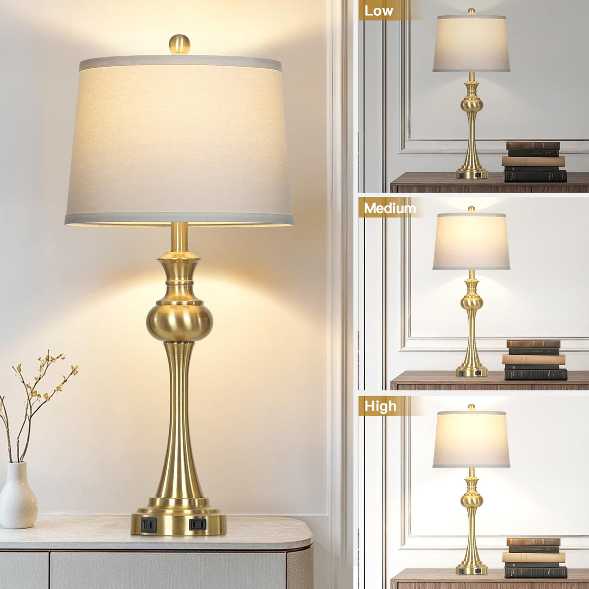 Gold Table Lamps Set of 2 (Gold-set of 2)
