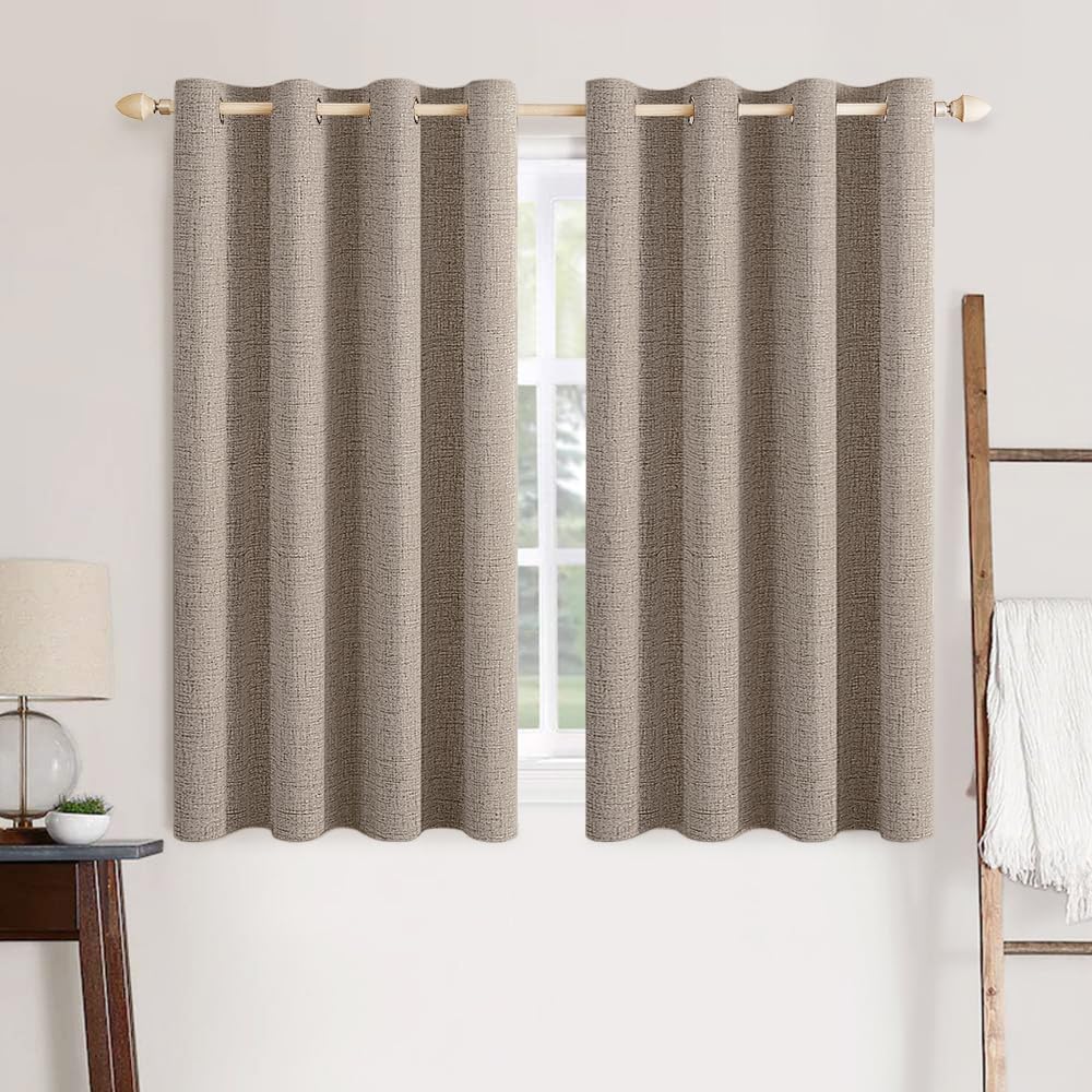 100% Blackout Linen Curtains for Bedroom 52x63 Inches Linen (Linen / 52"W x 63"L (Pack of 2))