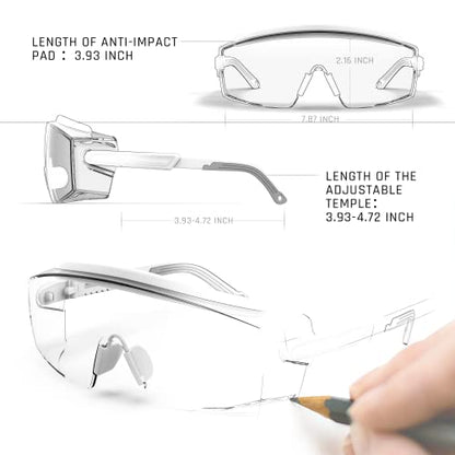 Anti fog Safety Glasses Over Glasses (White)