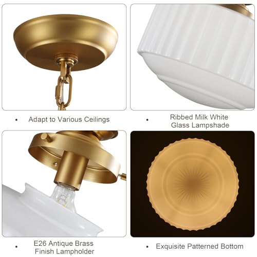 Vintage Milk Glass Pendant Light