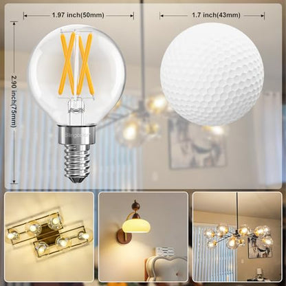 6 Pack G16.5 E12 Dimmable LED Bulbs 60 Watt Equivalent