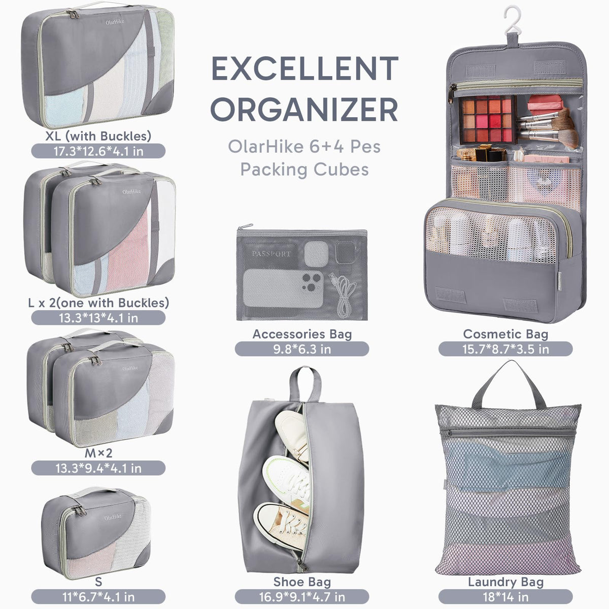Packing Cubes for Travel (04 Gray)