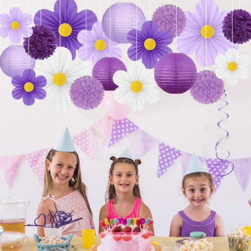19 Pcs Purple Party Decorations (Purple and White)