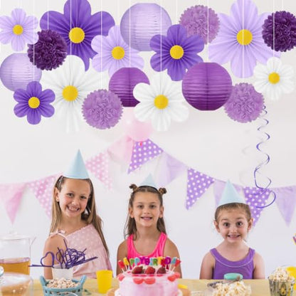 19 Pcs Purple Party Decorations (Purple and White)