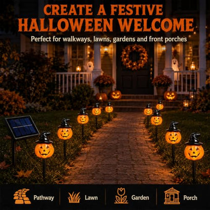 10 Pack Halloween Decorations Outdoor Pumpkin Moon Garden