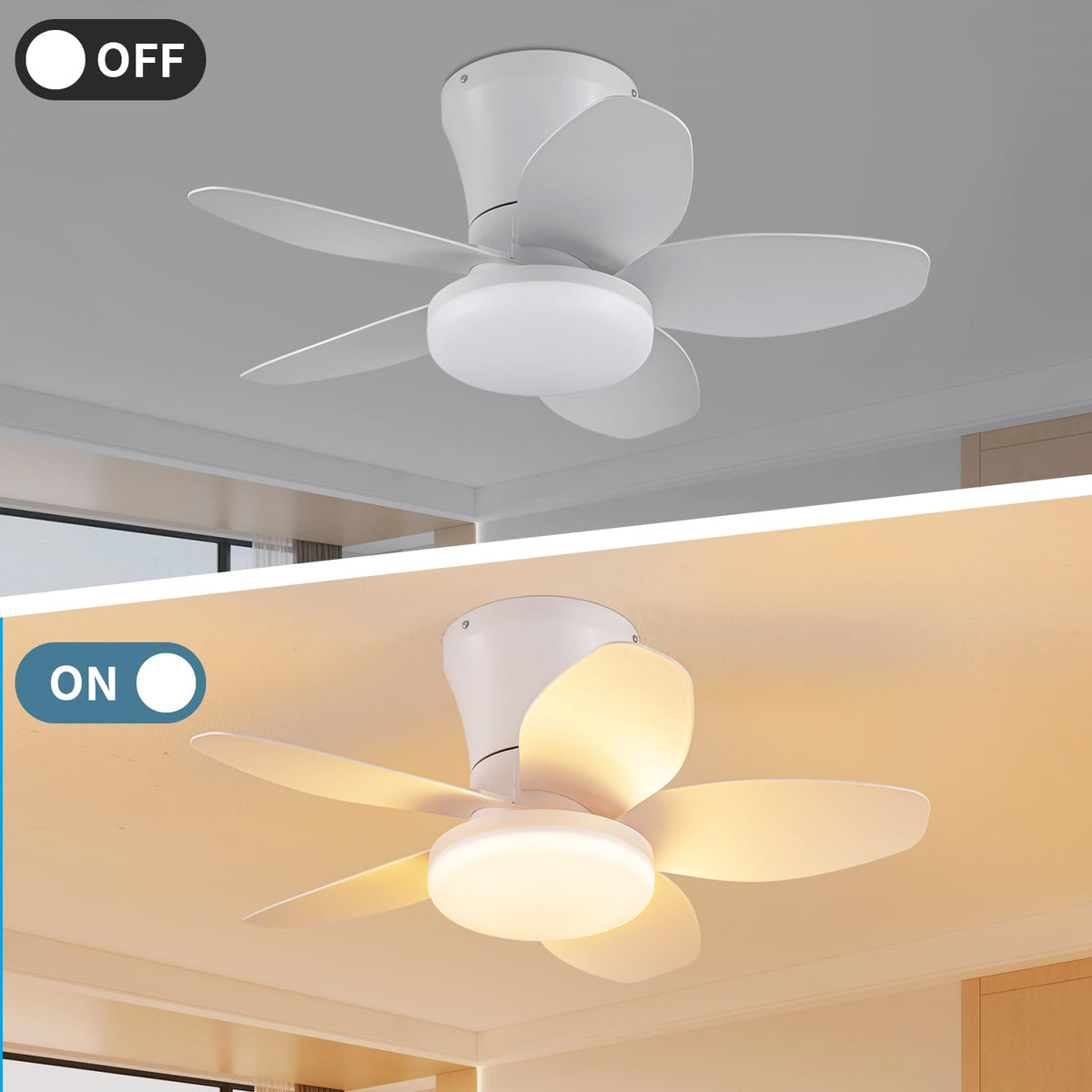 Small Ceiling Fan with Lights (White / 25 Inch)