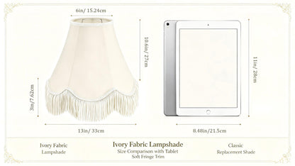 Set of 2 Fringe Scalloped Lamp Shades 6x13x10.6 Inches (Yellowish beige- 2Pack / 6*13*10.6in)