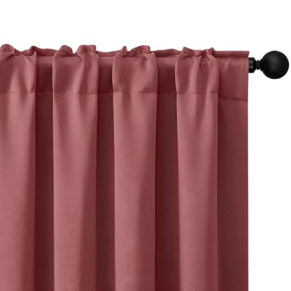 4 Panels Rod Pocket Blackout Window Curtains for Bedroom