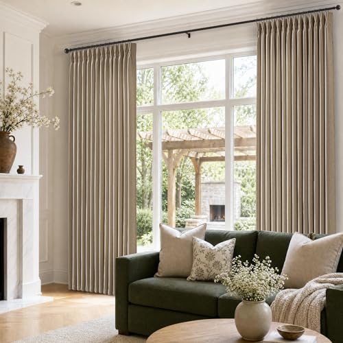 Memory Training 92 Inch Pinch Pleated Linen Light Filter Curtains Dark Flax (Dark Flax / 40"W x 92"L (Pack of 2))