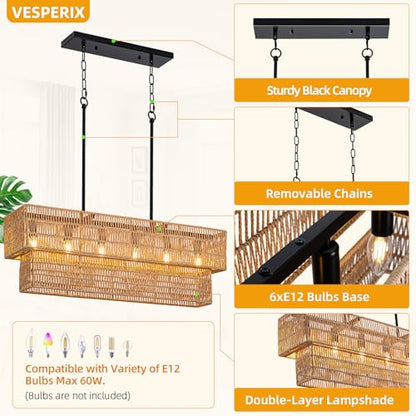 Large Rattan Chandelier