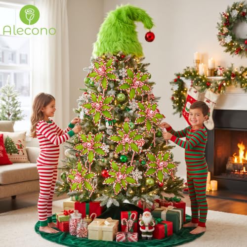 12 PCS Green Candy Cane Poinsettia (Green Whimsy)