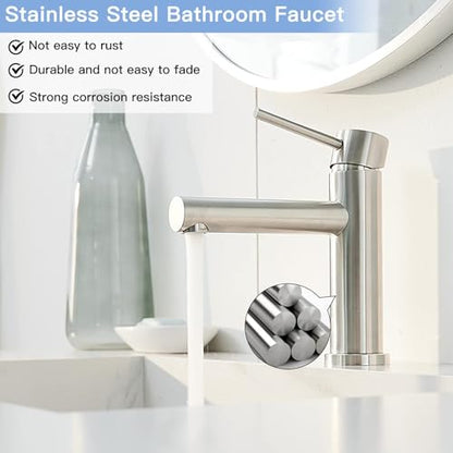 Waterfall Bathroom Faucet Single Handle Lavatory with Pop Up Drain