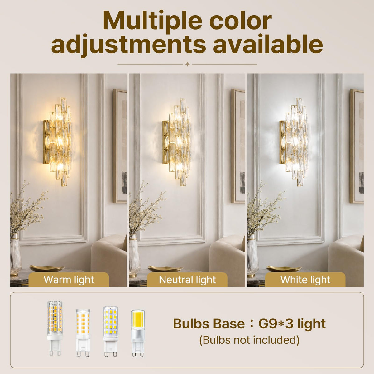 Luxury Crystal Wall Sconces Mid (Gold Rectangular)