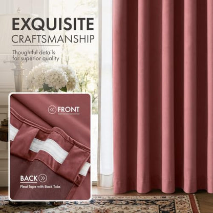 Dusty Rose Velvet Curtains 4 Panel Set Back Tab 40 x 96 Inch Long (Dusty Rose / 40"W x 96"L (Pack of 4))