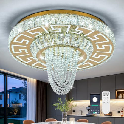 Modern Chandelier Flush Mount Crystal Ceiling Light Fixture