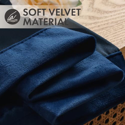 Navy Blue Velvet Curtains 4 Panel Set Back Tab 40 x 120 Inch Long (Navy Blue / 40"W x 120"L (Pack of 4))