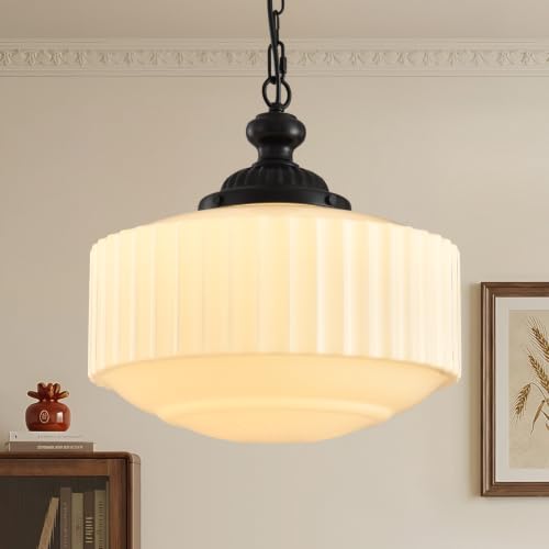 Vintage Milk Glass Pendant Light