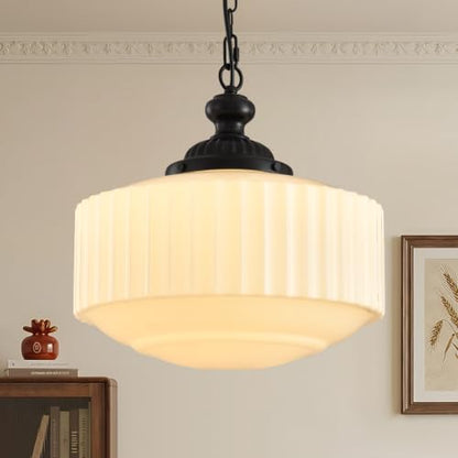 Vintage Milk Glass Pendant Light