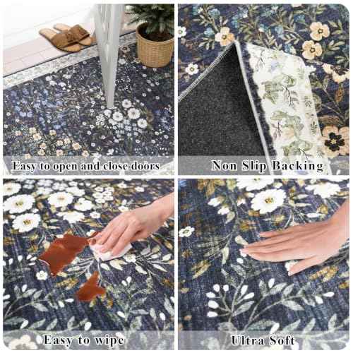 6x6 Washable Area Rug Living Room (Blue / 6x6)