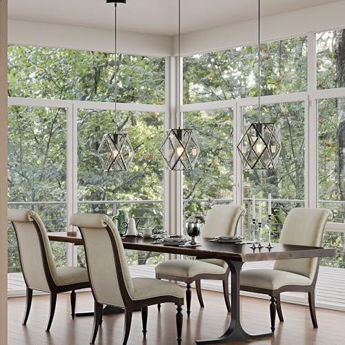 Geometric Glass Pendant Light (Black - Style 1)