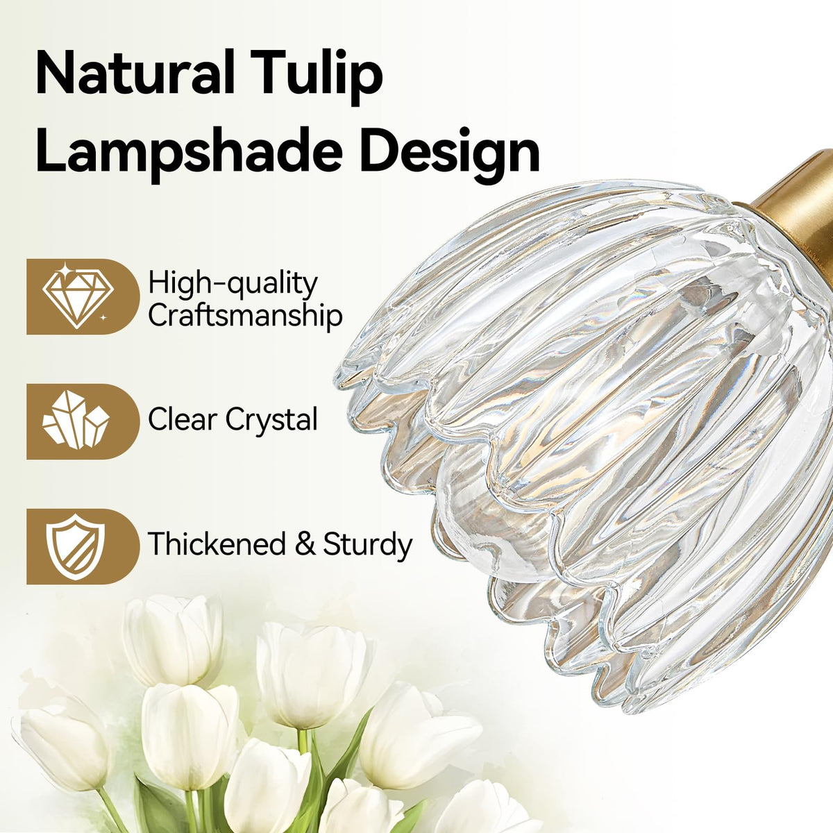 Gold Vanity Lights for Bathroom with Clear Tulip Glass Shade (Gold - Tulip Clear / 4-light)