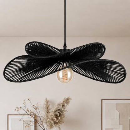 22.8" Large Boho Rattan Pendant Light