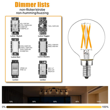 G16.5 6W EQ 40W Ceiling LED E12 Candle Bulb Dimmable Warm White (G16.5 4w 6pack)