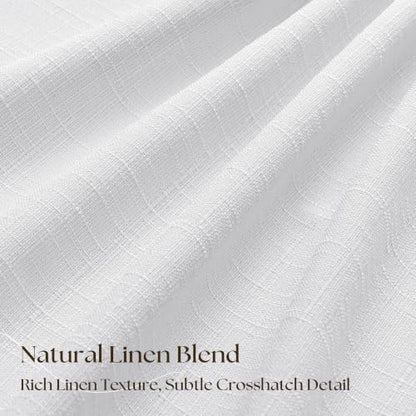 Snow White Blackout Linen Curtains 102 Inches Long for Bedroom Pinch Pleated Black Out Curtains Lined 2 Layers Memory Shape Noise Reducing Rustic Farmhouse Living Room Darkening Window Drapes 50x102 (Snow White / 50"W x 102"L (Pack of 2))