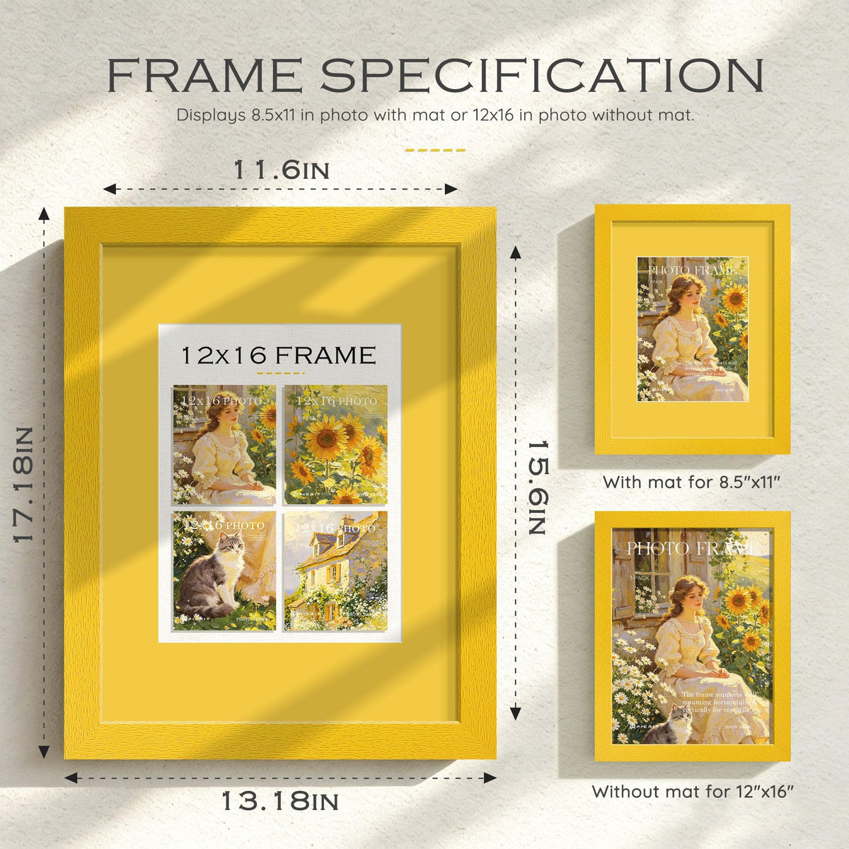 12x16 Mustard Yellow Frame (Mustard Yellow Frame Yellow Mat / 12x16)