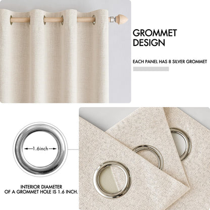 100% Blackout Linen Curtains for Bedroom 52x90 Inches Cream Beige (Cream Beige / 52"W x 90"L (Pack of 2))