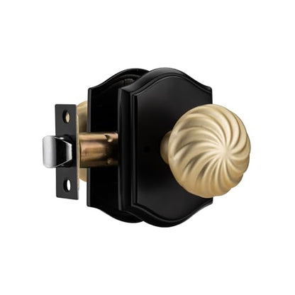 White Door Knobs Interior with Black Camelot Trim for Privacy