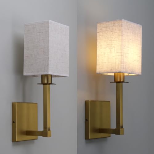 Antique Set of 2 Fabric Shade Wall Sconces